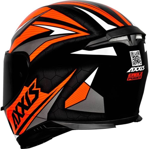 Capacete Axxis Eagle Power Brilho Preto/Laranja/Cinza Tam. 56s - Image 8