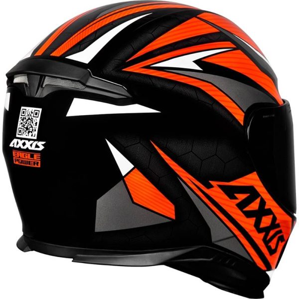 Capacete Axxis Eagle Power Brilho Preto/Laranja/Cinza Tam. 56s - Image 7