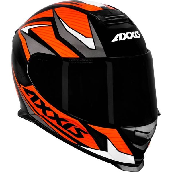 Capacete Axxis Eagle Power Brilho Preto/Laranja/Cinza Tam. 56s - Image 2