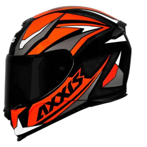 Capacete Axxis Eagle Power Brilho Preto/Laranja/Cinza Tam. 56s