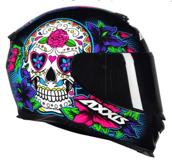 Capacete Axxis Eagle Skull Brilho Preto/Azul 56s - Image 4