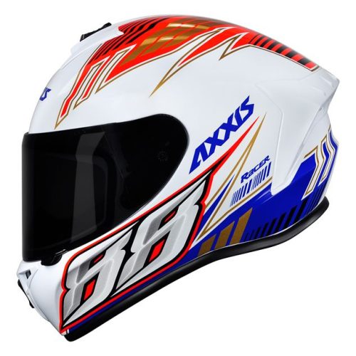 Capacete Axxis Draken Racer Gloss Branco/Vermelho/Azul 54xs