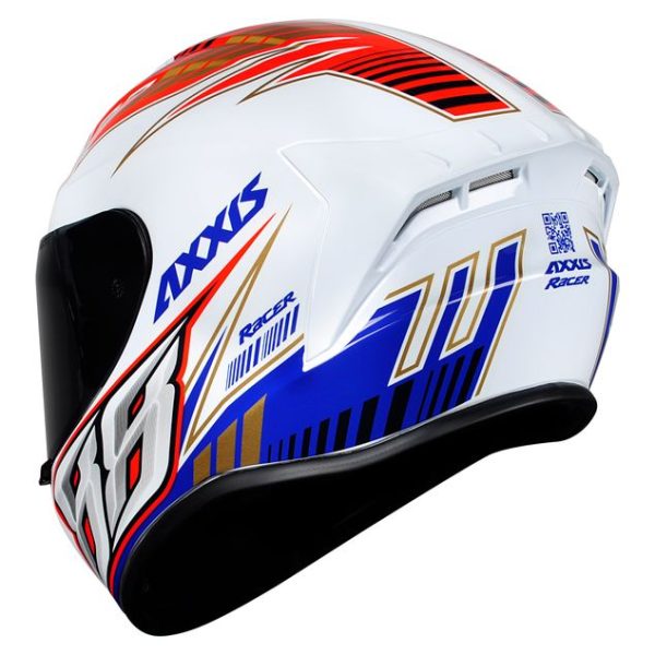 Capacete Axxis Draken Racer Gloss Branco/Vermelho/Azul 54xs - Image 2