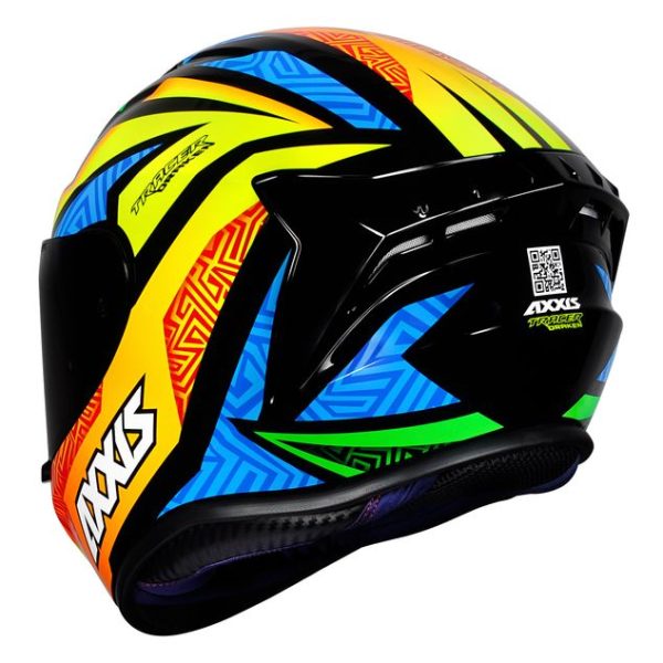 Capacete Axxis Draken Tracer Brilho Preto/laranja/Azul Tam.60l - Image 2