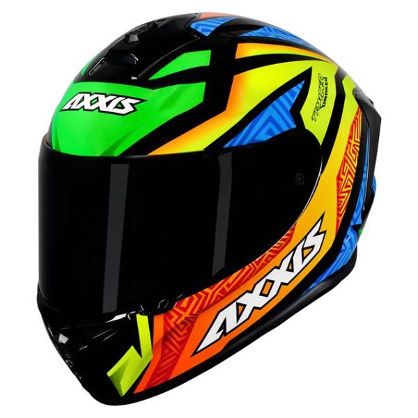 Capacete Axxis Draken Tracer Brilho Preto/laranja/Azul 58/m - Image 9