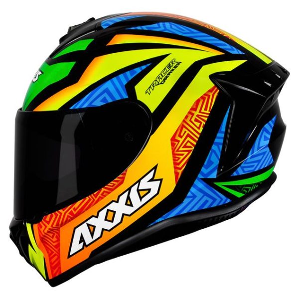 Capacete Axxis Draken Tracer Brilho Preto/laranja/Azul Tam.60l