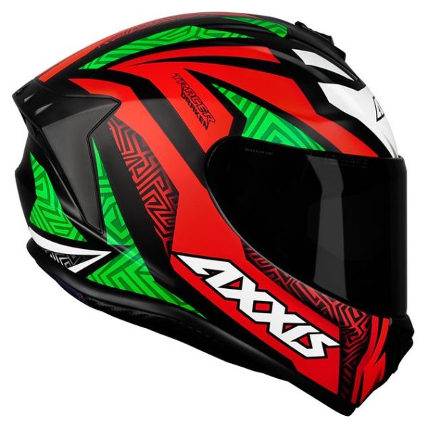 Capacete Axxis Draken Tracer Fosco Preto/Vermelho/Verde tam. 58/m - Image 4