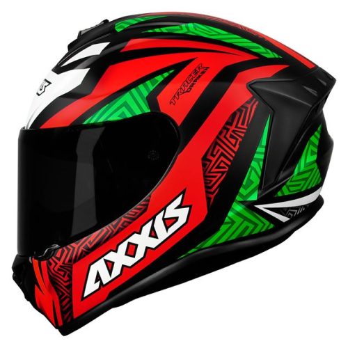 Capacete Axxis Draken Tracer Fosco Preto/Vermelho/Verde tam. 56/s