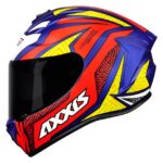 Capacete Axxis Draken Tracer Fosco Azul/Vermelho/Amarelo tam. 58m