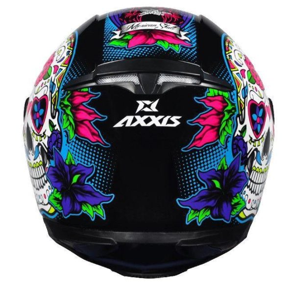 Capacete Axxis Eagle Skull Brilho Preto/Azul 56s - Image 3