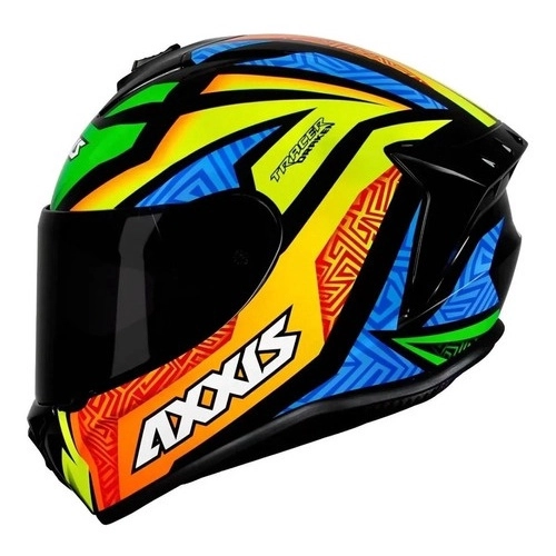 Capacete Axxis Draken Tracer Brilho Preto/laranja/Azul tam. 56/s