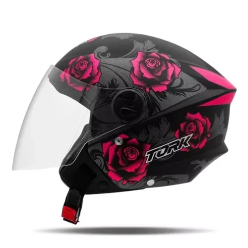 Capacete Tork New Liberty Three Flowers Pink-Brilhante 56