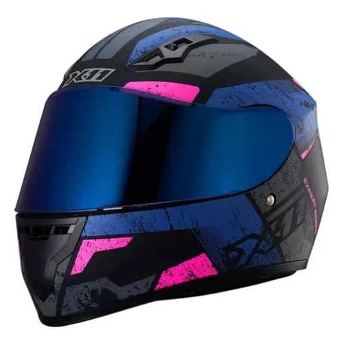 Capacete X11 Trust Pro Ballads c/Viseira Extra Azul/Rosa 56