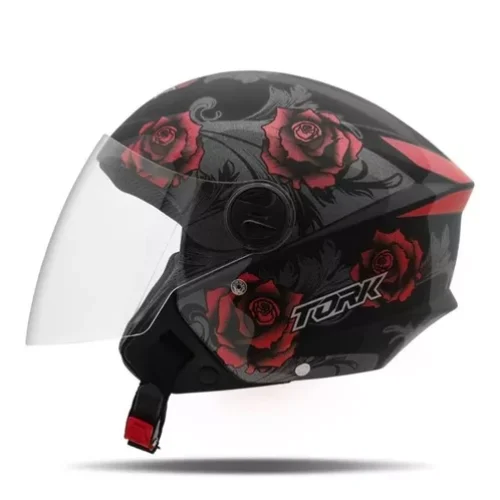 Capacete Tork New Liberty Three Flowers Vermelho Fosco 60