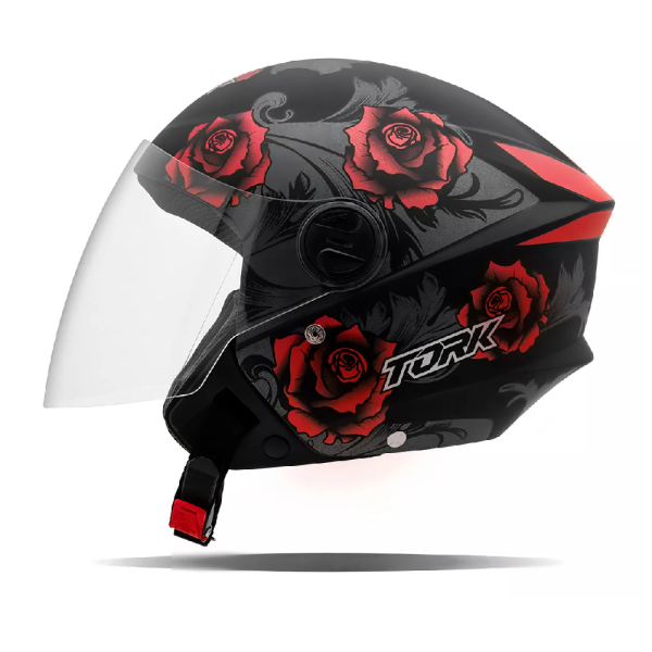 Capacete Tork New Liberty Three Flowers Vermelho-Brilhante 56