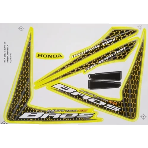 Kit Adesivos Honda Nxr Bros150 Es 2009 Moto Amarela 