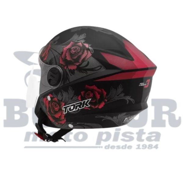 Capacete Tork New Liberty Three Flowers Vermelho-Brilhante 56 - Image 4