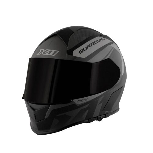 Capacete x11 Revo Pro Surround Sv c/Viseira Extra Preto/Cinza fosco 60