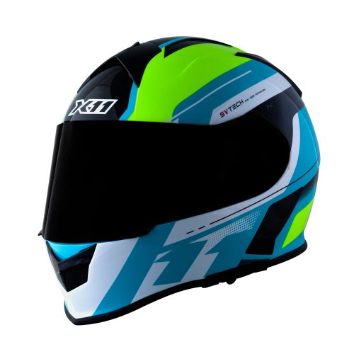 CAPACETE X11 REVO PRO ELEVEN WSP SV C/VISEIRA EXTRA AZUL/BRANCO/NEON BRILHO 58 11081046 15548