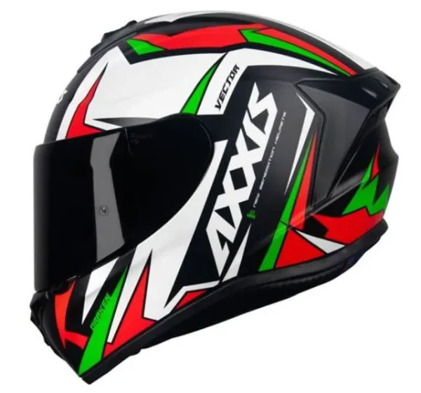 Capacete Axxis Draken Vector Matt Preto/Branco/Verde/Vermelho Tamanho 56s
