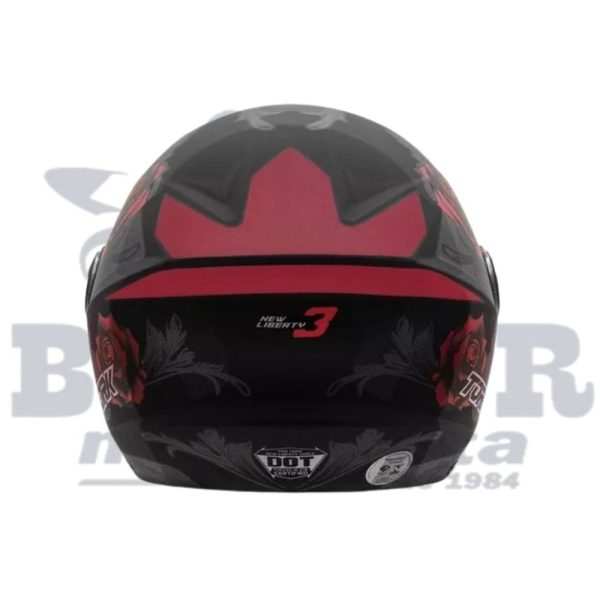 Capacete Tork New Liberty Three Flowers Vermelho Fosco 56 - Image 3