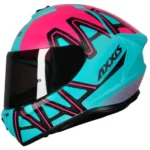 Capacete Axxis Draken Dekers Fosco Azul Tiffany/Rosa 56s