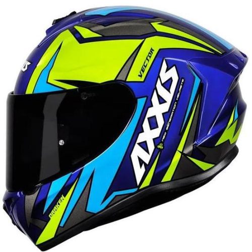 Capacete Axxis Draken Vector brilho Azul/Amarelo Tam.54xs