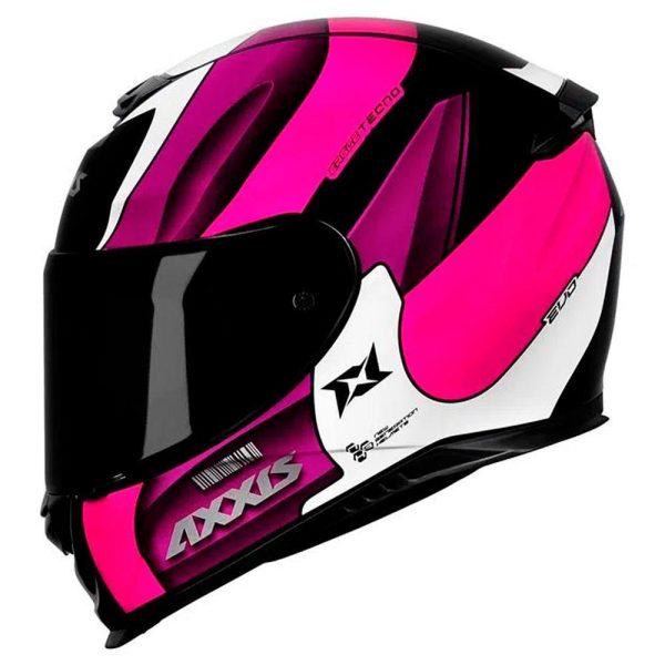 Capacete Axxis Eagle Tecno Brilho Preto/Branco/Púrpura Tam.58m