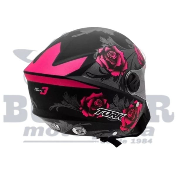 Capacete Tork New Liberty Three Flowers Pink-Fosco 56 - Image 2