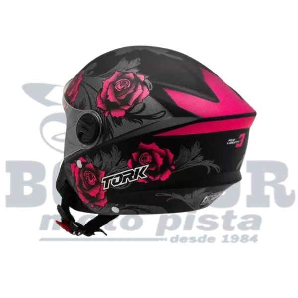 Capacete Tork New Liberty Three Flowers Pink-Fosco 56 - Image 4