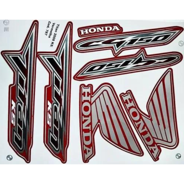 Kit Adesivos Honda Titan 150 Ks 2008 Moto Vermelha - Image 3