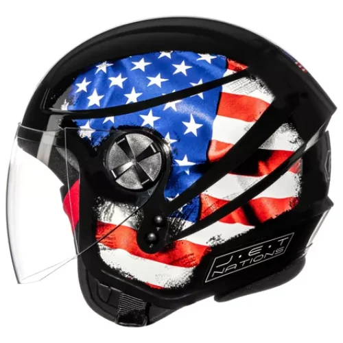 Capacete Fly Jet Hg Nation Preto/Usa