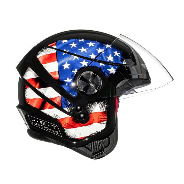 Capacete Fly Jet Hg Nation Preto/Usa - Image 4