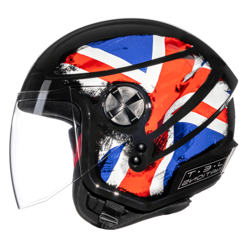 Capacete Fly Jet Hg Nation Preto/Inglaterra