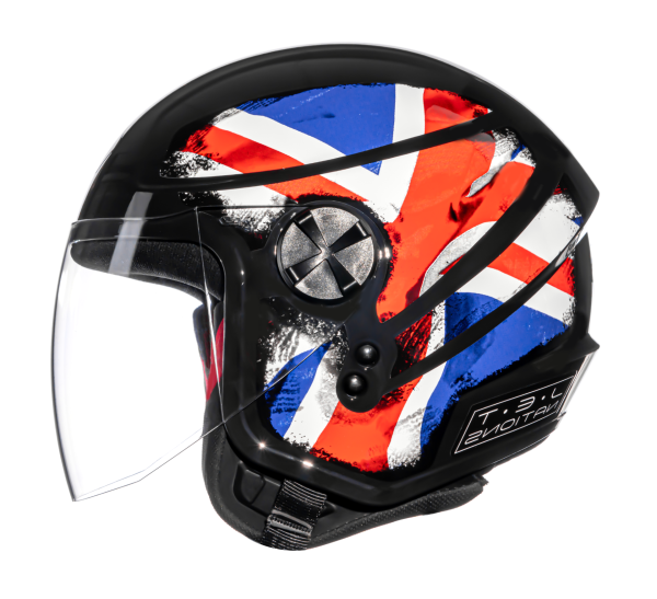 Capacete Fly Jet Hg Nation Preto/Inglaterra