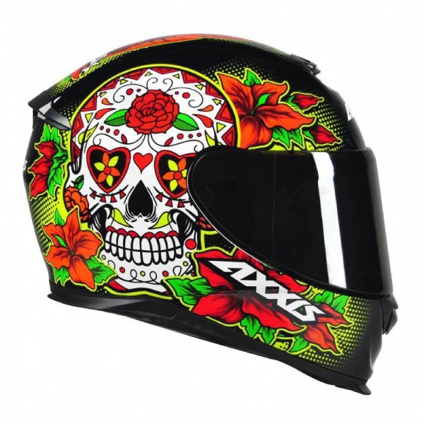 Capacete Axxis Eagle Skull Brilho Preto/Amarelo Tam.60L - Image 2