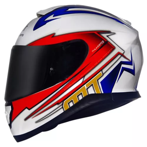 Capacete MT Thunder 3 Trex Branco/Azul Tam. 58