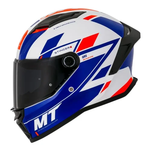 Capacete MT Helmets Stinger 2 Zivze E7 Branco Azul 58