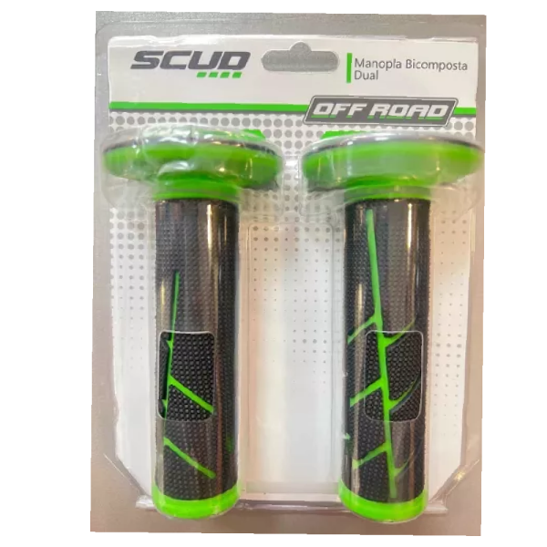 Manopla Dual Offroad Bicomposta Preto/Verde Neon Scud