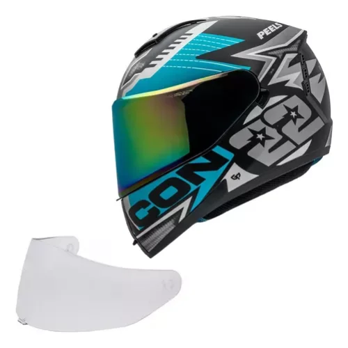 Capacete Peels Icon RT Preto Fsc/Greafite 56 (2Viseiras Camaleão Cristal)