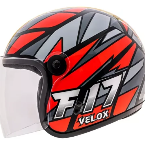 Capacete Fly F-17 HG Velox Preto/Verm 58