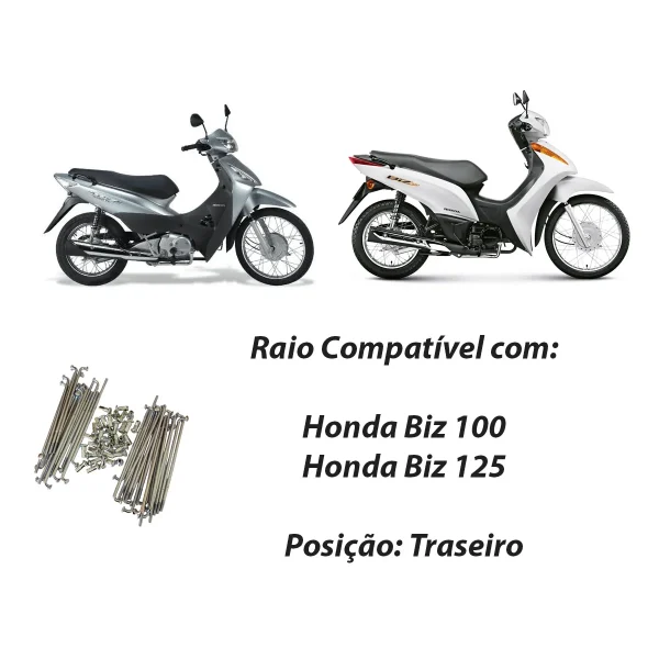 Jogo de Raio Traseiro Biz 100 / 125 – Allen 4mm Cromado - Image 2