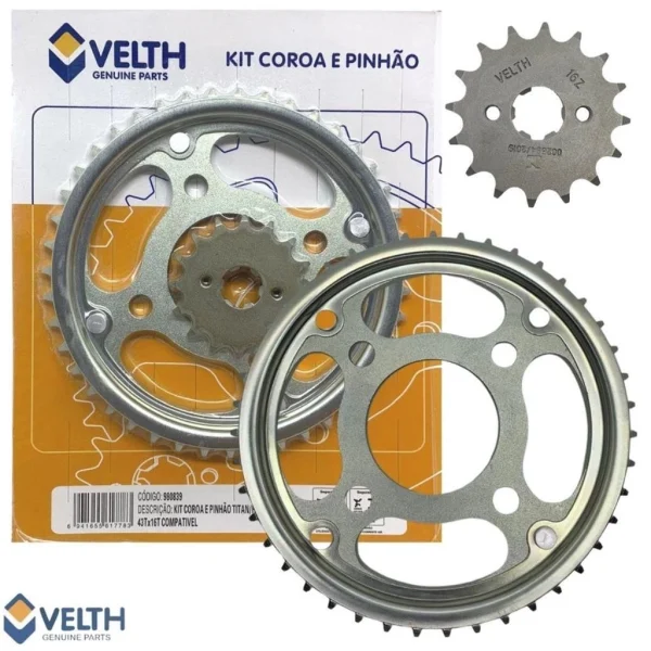 Kit Coroa+Pinhão Titan150 43/16 Dts 04-15 Velth 980839 - Image 2