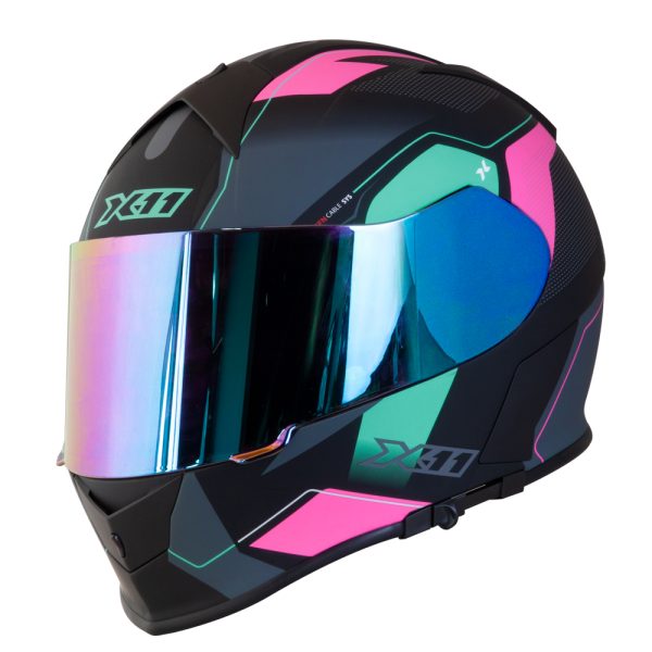 Capacete X11 Revo Pro Flagger 2 – SV C/Viseira Extra Rosa/Acqua Fosco - Imagem 2