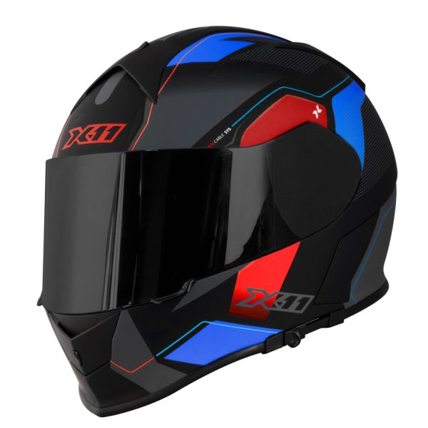 Capacete X11 Revo Pro Flagger 2 – SV C/Viseira Extra  Verm/Azul Fosco - Imagem 2