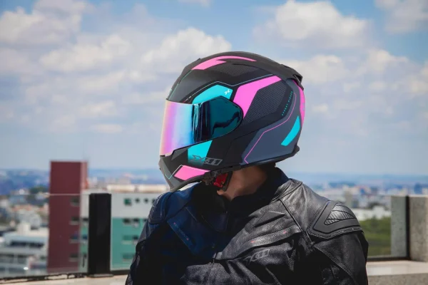 Capacete X11 Revo Pro Flagger 2 – SV C/Viseira Extra Rosa/Acqua Fosco - Imagem 5